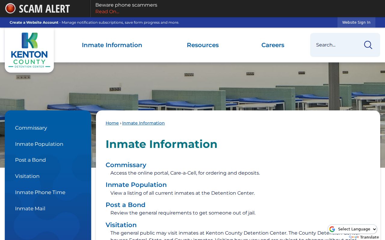 Independence residents directory Kenton County inmate information page