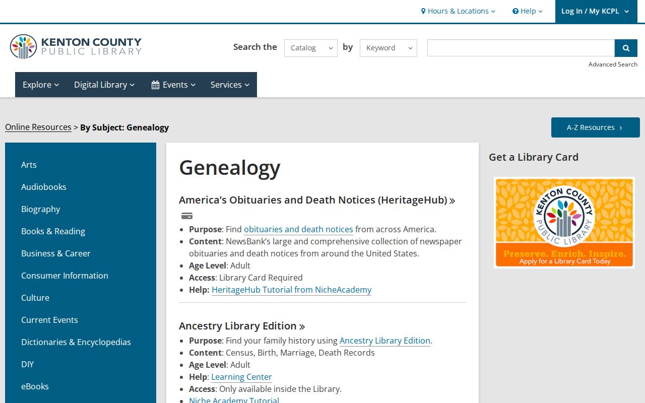 Independence residents directory Kenton Library genealogy resources