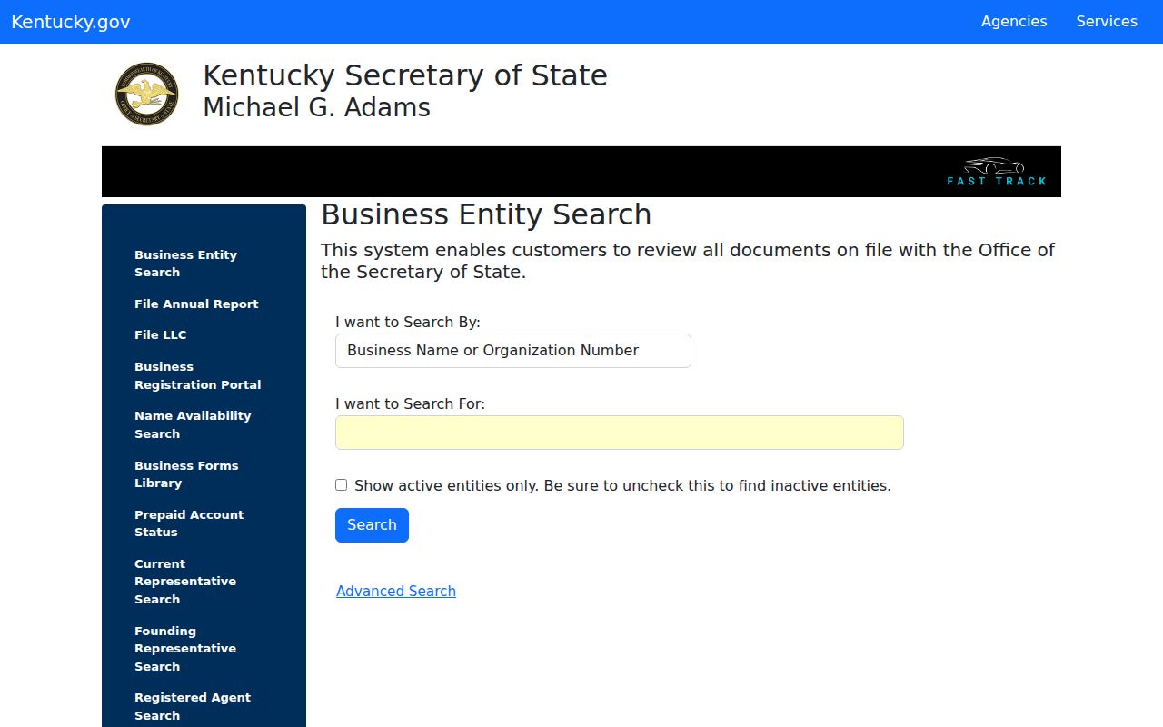 Independence residents directory Kentucky business entity search
